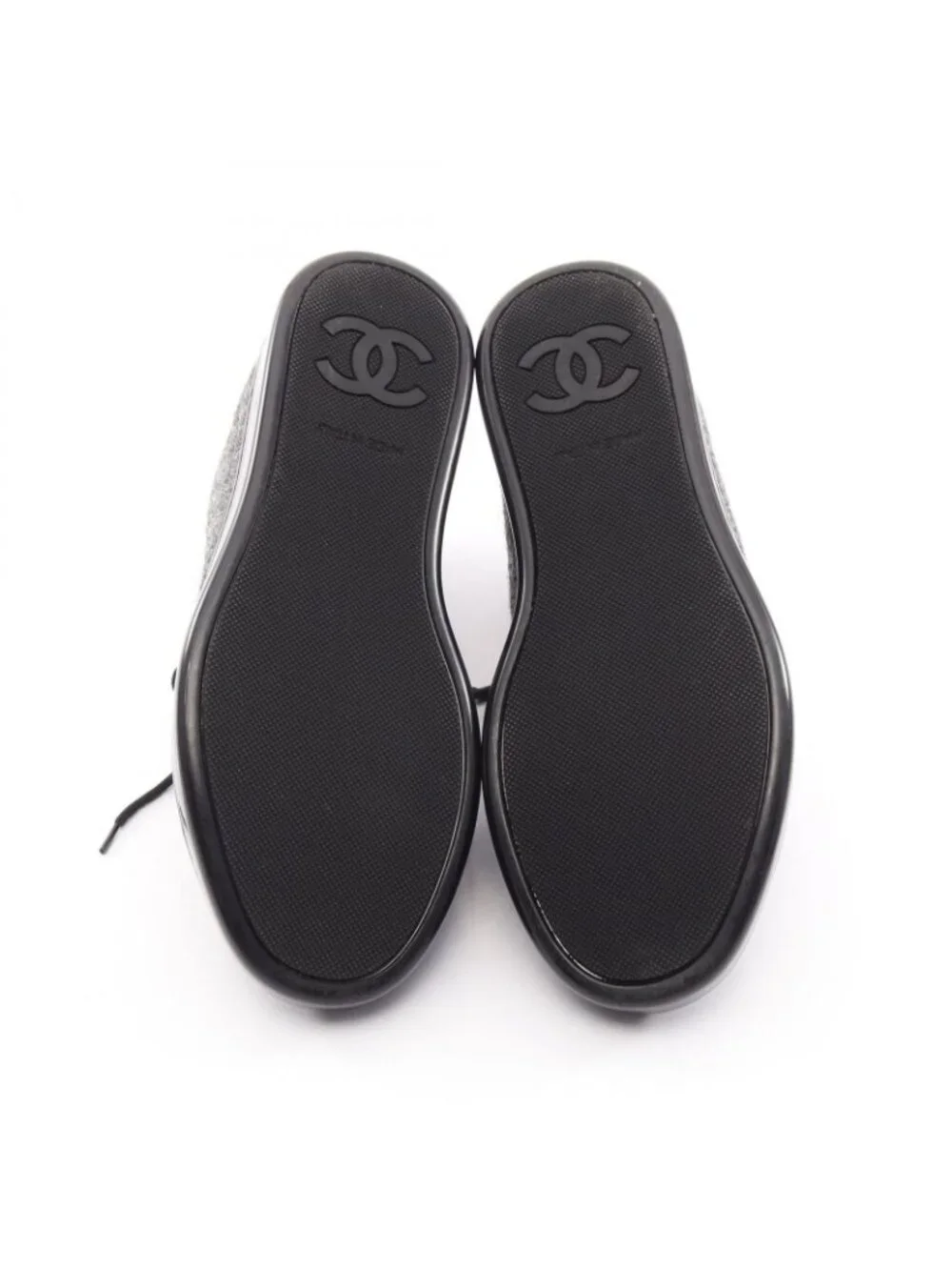 Chanel Sneakers CC Logo Fabric Leather CC Tweed High